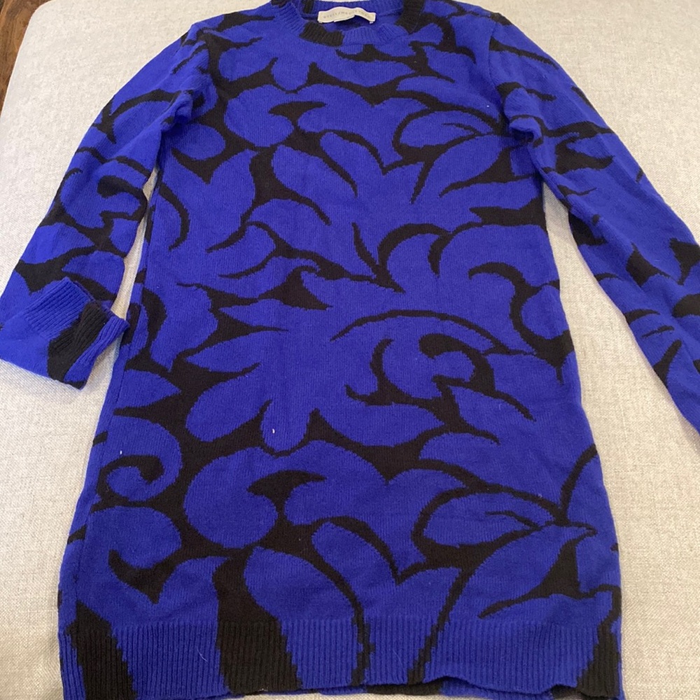 Stella McCartney patterned blue black sweater dress sz 40